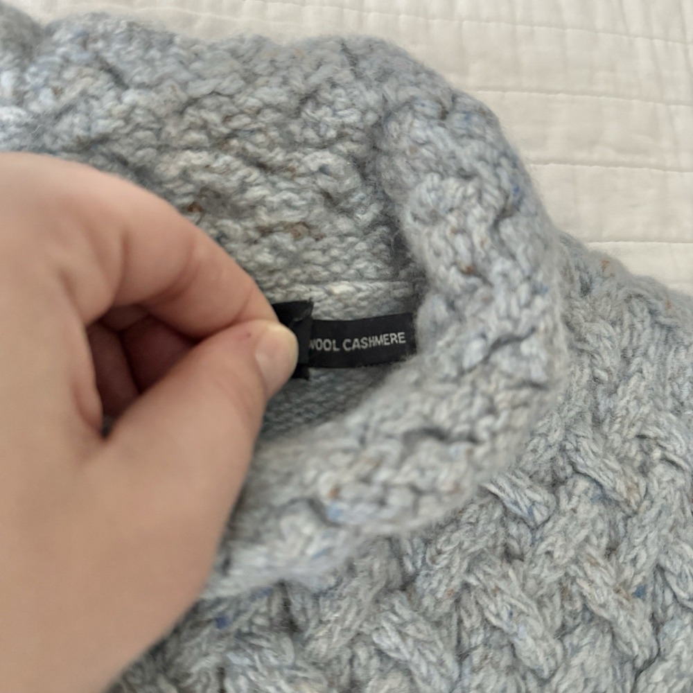 Irelandseye Wool Cashmere Trellis Sweater Womens Sm Blue Fisherman $167 Retail! - Picture 5 of 11